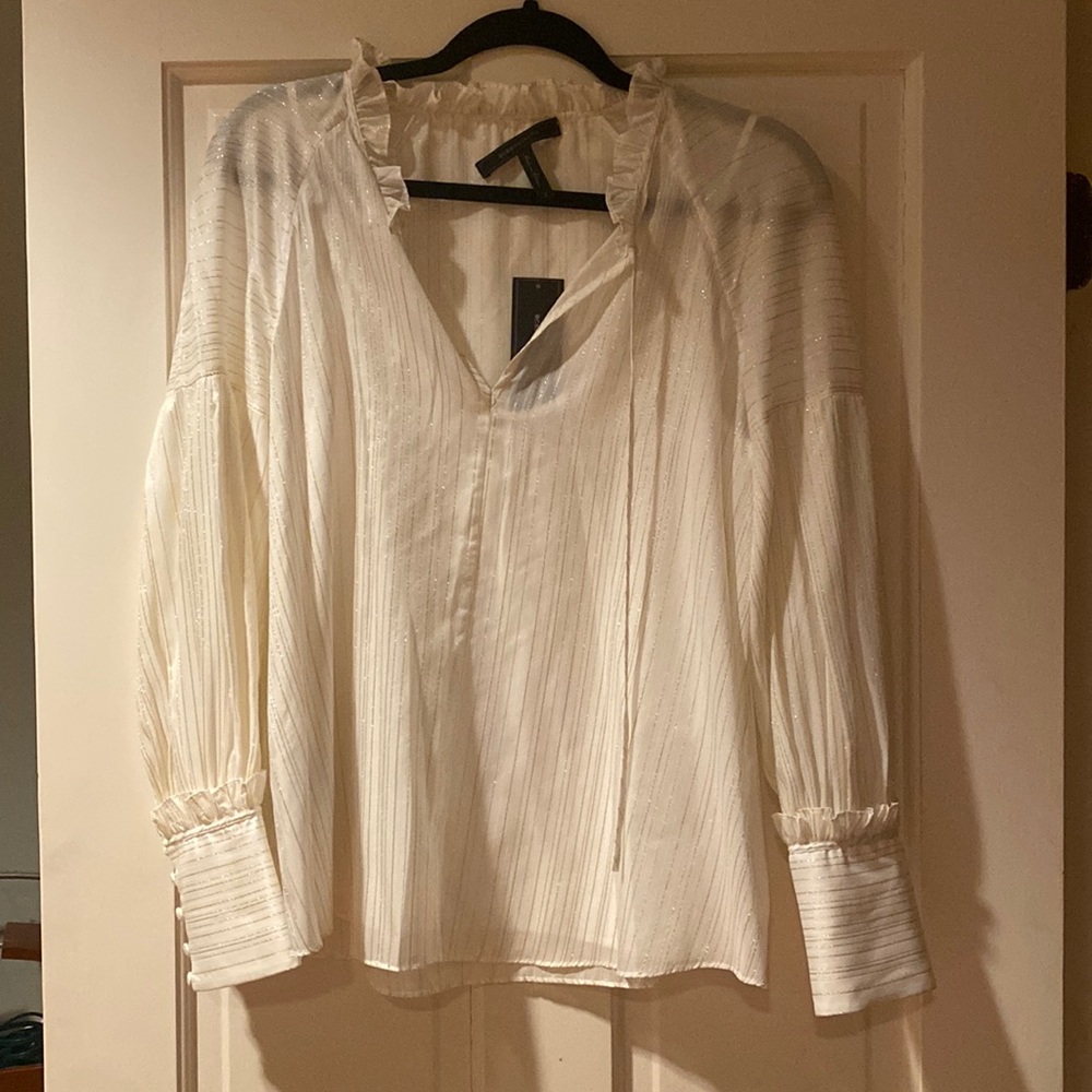 BCBG Max Azria white shimmery top/blouse